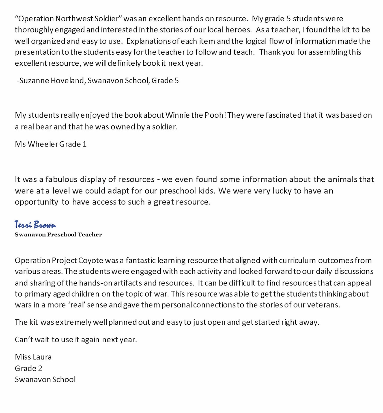 VMG Program Testimonials